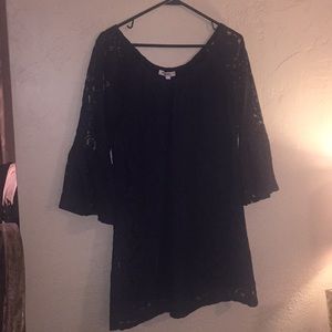 Navy Lace Off Shoulder Dress